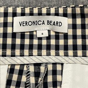 Veronica Beard Black and Cream Gingham Tani Pants, size 6.